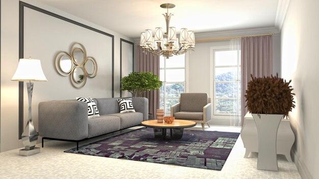 Illustration of the living room interior