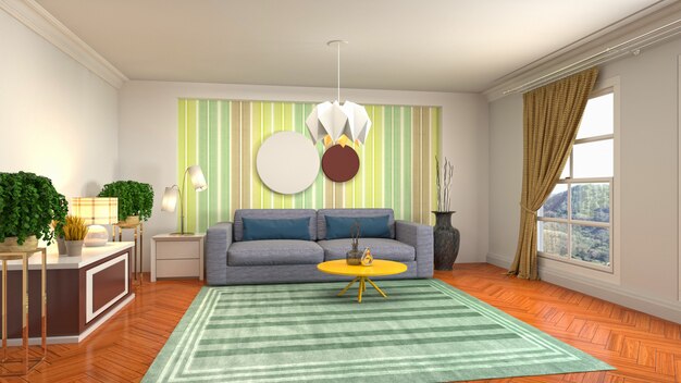 Illustration of the living room interior