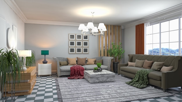 Illustration of the living room interior