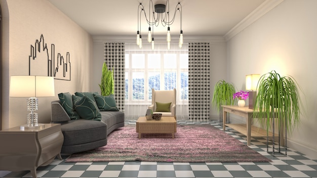 Illustration of the living room interior