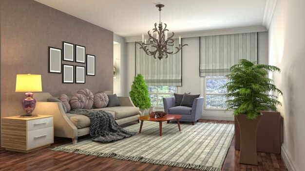 Illustration of the living room interior