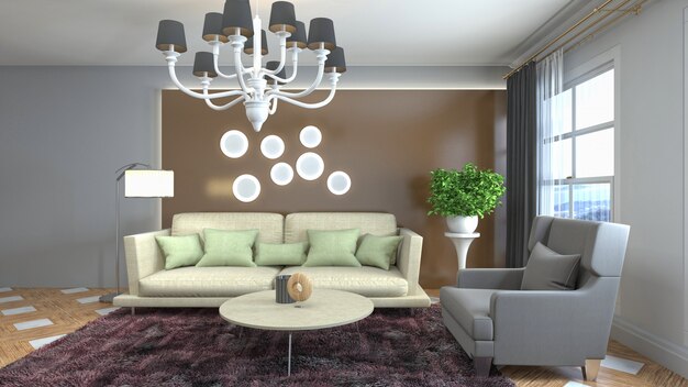 Illustration of the living room interior