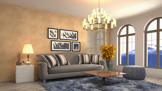 Illustration of the living room interior