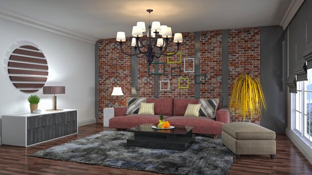 Illustration of the living room interior