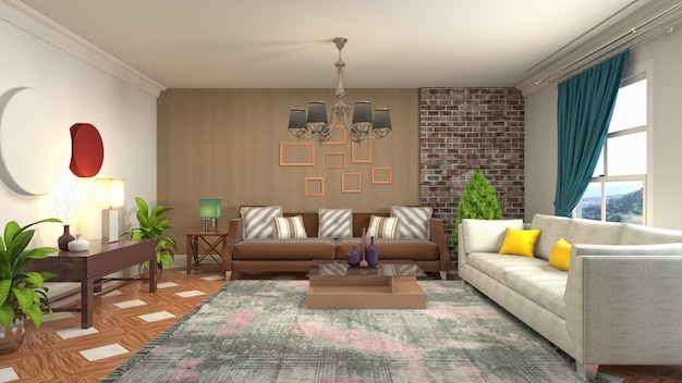 Illustration of the living room interior