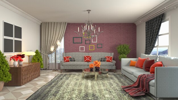 Illustration of the living room interior