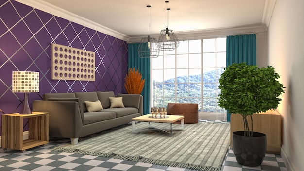 Illustration of the living room interior