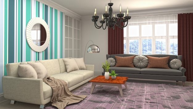 Illustration of the living room interior