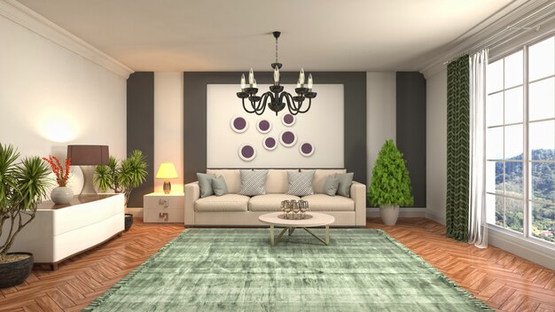 Illustration of the living room interior