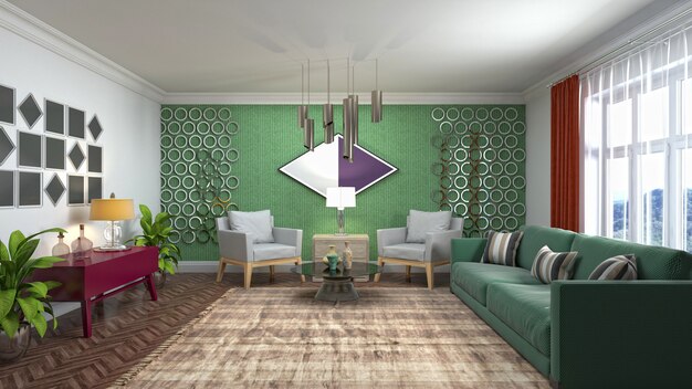 Illustration of the living room interior