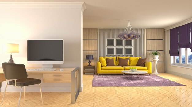 Illustration of the living room interior