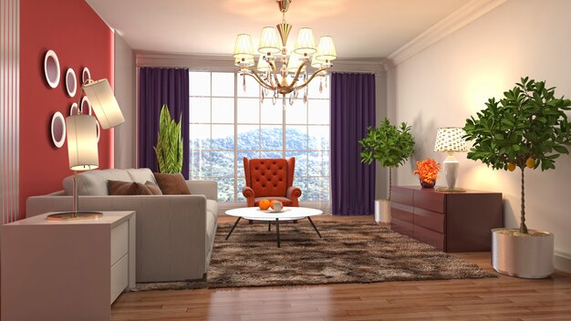 Illustration of the living room interior