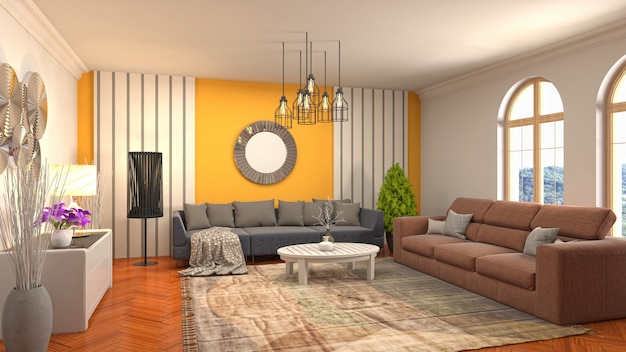 Illustration of the living room interior