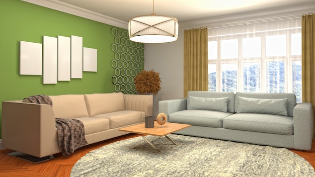 Illustration of the living room interior