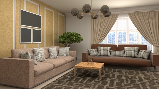 Illustration of the living room interior