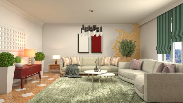 Illustration of the living room interior