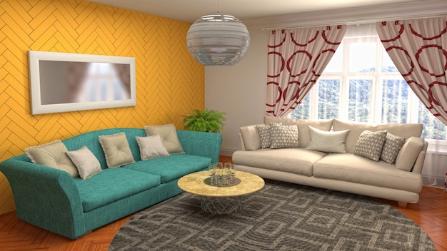 Illustration of the living room interior