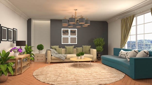 Illustration of the living room interior