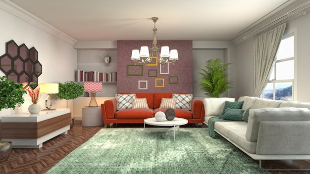 Illustration of the living room interior