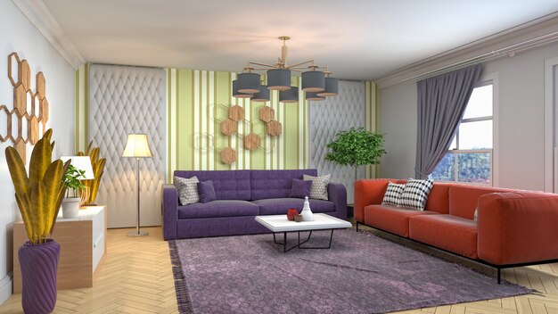 Illustration of the living room interior