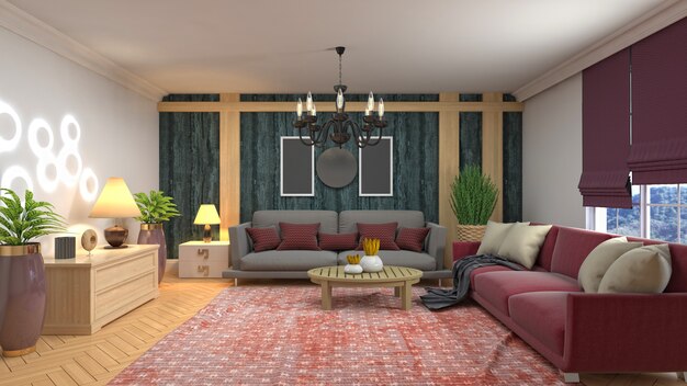 Illustration of the living room interior