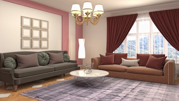 Illustration of the living room interior