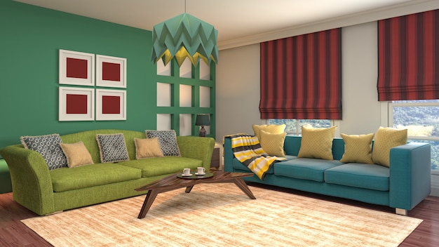 Illustration of the living room interior