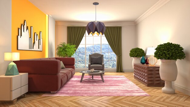 Illustration of the living room interior