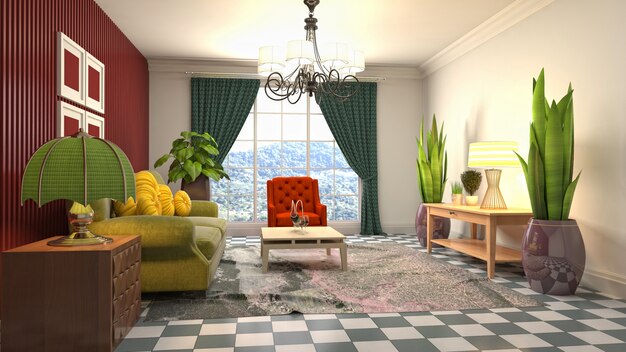 Illustration of the living room interior