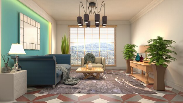 Illustration of the living room interior