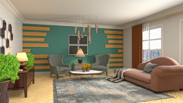 Illustration of the living room interior