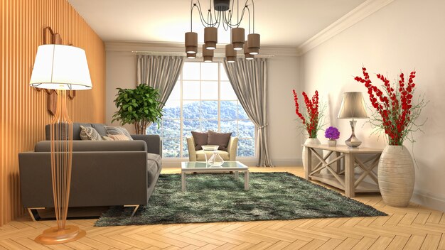 Illustration of the living room interior