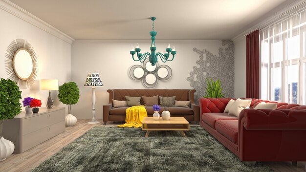 Illustration of the living room interior