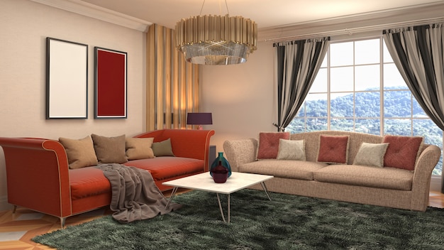 Illustration of the living room interior