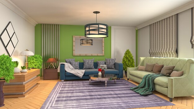 Illustration of the living room interior