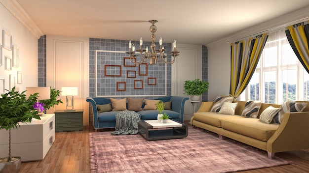 Illustration of the living room interior