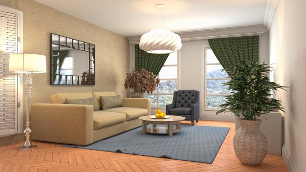 Illustration of the living room interior