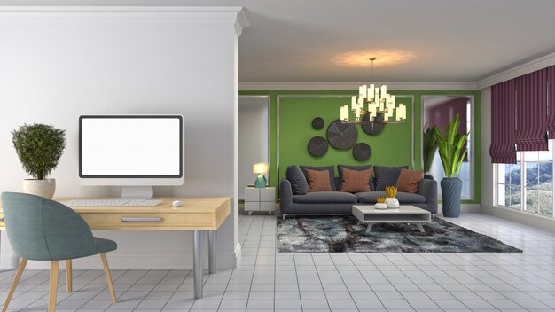 Illustration of the living room interior