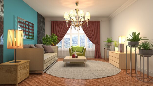 Illustration of the living room interior