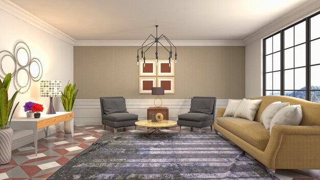 Illustration of the living room interior