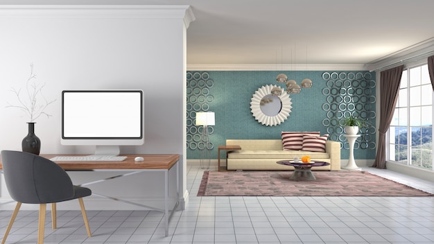 Illustration of the living room interior