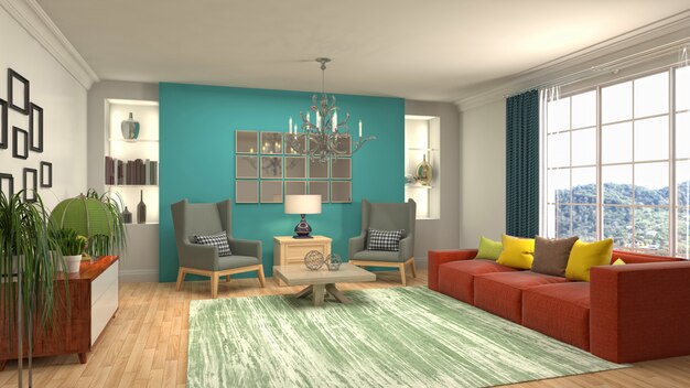 Illustration of the living room interior