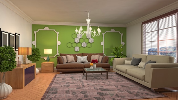 Illustration of the living room interior