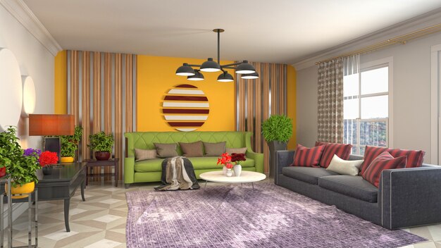 Illustration of the living room interior