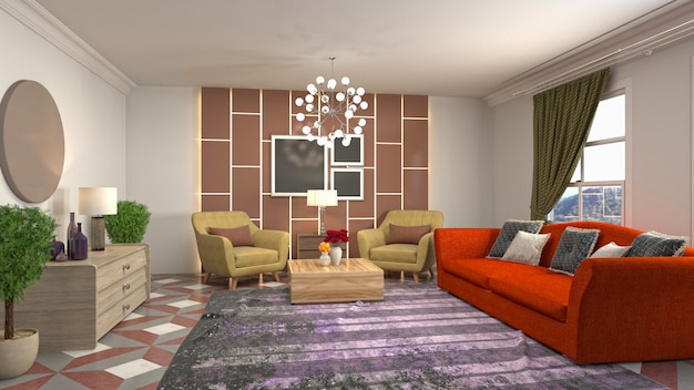 Illustration of the living room interior