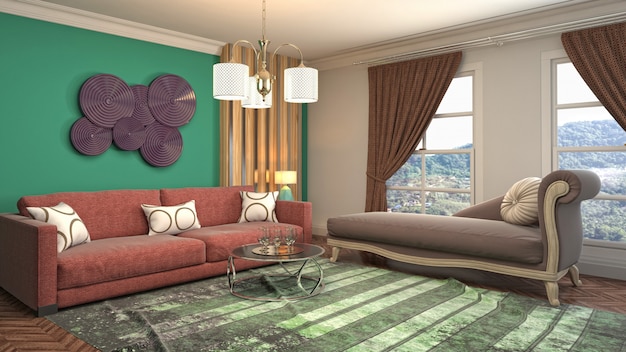 Illustration of the living room interior