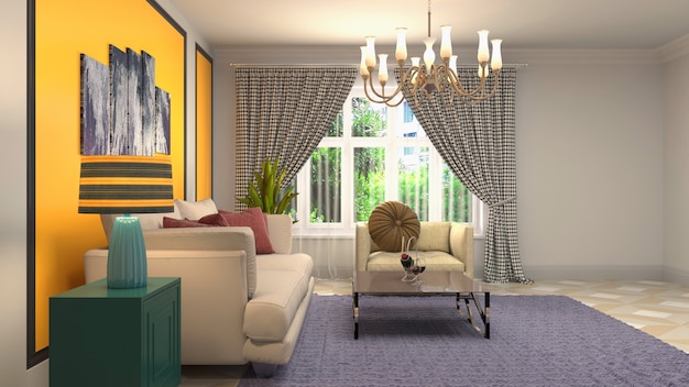 Illustration of the living room interior