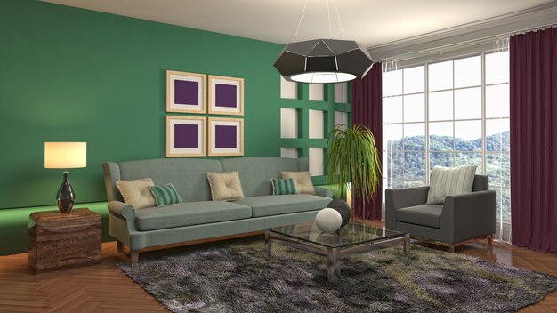 Illustration of the living room interior