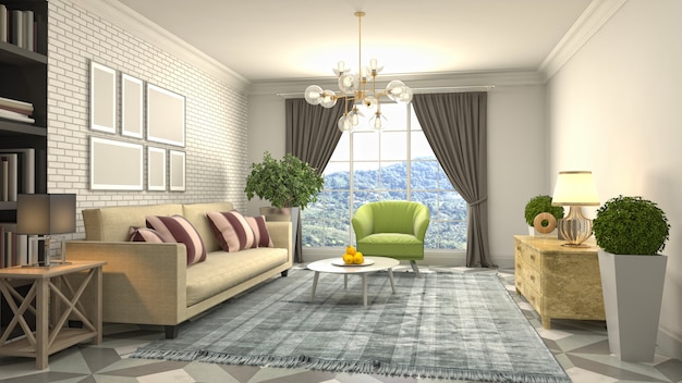 Illustration of the living room interior