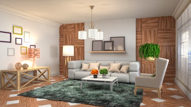 Illustration of the living room interior